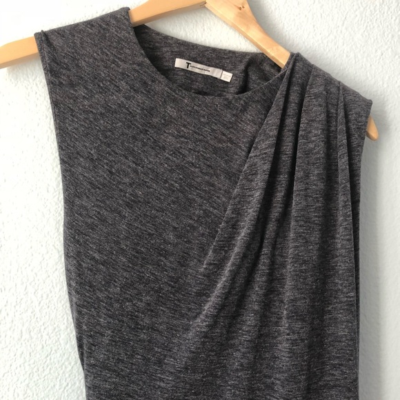 T by Alexander Wang heather blue wrap fitted dress - Picture 3 of 5